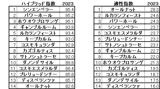 2023　京都２歳Ｓ　HB指数